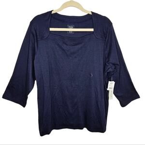 Hasting and Smith Womens Long Sleeve Box Neck Top 1X NEW